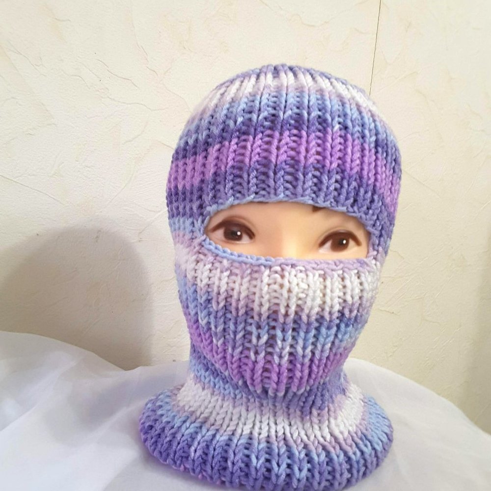 Handknit balaclava multicolored